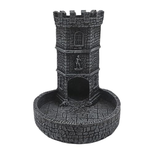 Baoblaze Castle Dice Tower Tabletop Roleplaying Game Resin Random Accessory for Board Games Dice Rolling Tower for Birthday Gift Gamer, Black Grey