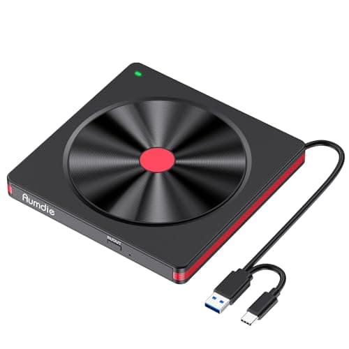 External CD DVD Drive, USB 3.0 and Type-C Portable CD DVD +/-Rw Drive Reader, DVD/CD ROM Burner Rewriter, Slim Optical DVD Drive for Laptop, Desktop, Mac, Macbook, OS/Windows 11/10/8.1/7 /Linux
