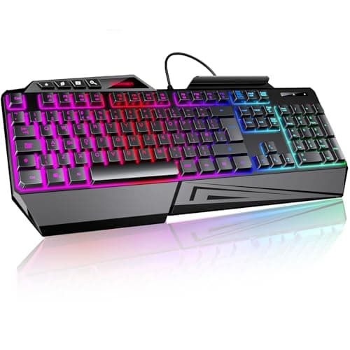 TECKNET Wired Gaming Keyboard,26-Key Anti-Ghosting RGB Keyboard