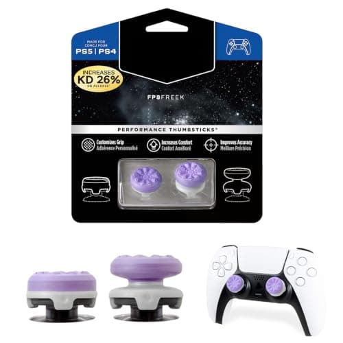 2 Pack FPS Purple Thumbsticks for PS4 and PS5 1 High-Rise and 1 Mid-Rise