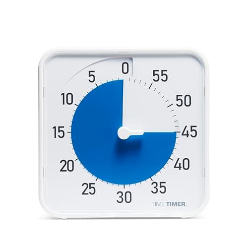 Time Timer Original 8" Visual Countdown Timer – Medium 60-Minute Silent Classroom Visual Timer for SEL, Emotional Regulation, Focus, Calm Transitions, ADHD, Autism – (Blue Disk & White Frame)