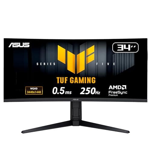 ASUS TUF Gaming VG34WQML5A Series 5 Gaming monitor ― 34-inch WQHD Fast-VA panel, 250Hz(OC), 0.5ms, AMD FreeSync Premium, DisplayHDR 400, 95-Percent DCI-P3, DisplayWidget Center, Gaming AI, HDMI 2.1