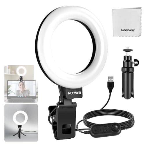 NEEWER BASICS 5" Ring Light for Video Conference Lighting, Clip on Light Kit with Desk Tripod Stand for Monitor Laptop Computer Zoom Call Live Streaming Remote Working Learning Video Recording, BR60