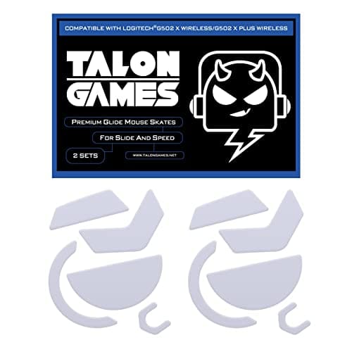 2Sets of TALONGAMES Rounded Curved Edges Mouse Feet Skates Compatible with Logitech G502 X Wired, G502 X Wireless Gaming Mouse Feet Replacement, 0.8mm, Pure PTFE Material with Super Smooth Glide Pads