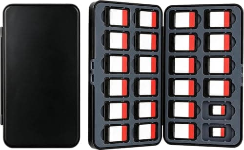 Wismont Switch Game Case for Nintendo Switch OLED Lite, 24 Slots Magnetic Switchs Game Holder, Portable Switchs Cartridge Case and Micro SD Storage Box, Travel Gaming Accessories(Black)