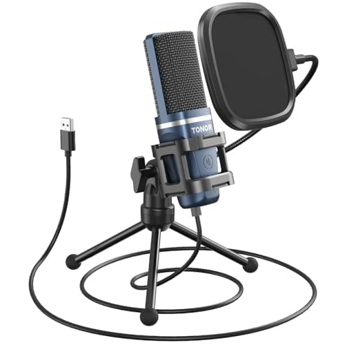 TONOR PC Microphone USB Computer Condenser Gaming Mic Plug & Play with Tripod Stand & Pop Filter for Vocal Recording, Podcasting, Streaming for iMac PC Laptop Desktop Windows Computer