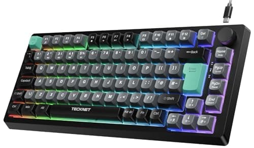 TECKNET RGB Gaming Keyboard, 83 Keys Wired Keyboard with Volumn Knob