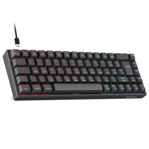 KOORUI 60% Wired Mechanical Gaming Keyboard, 68 Keys, Red Switch, Black