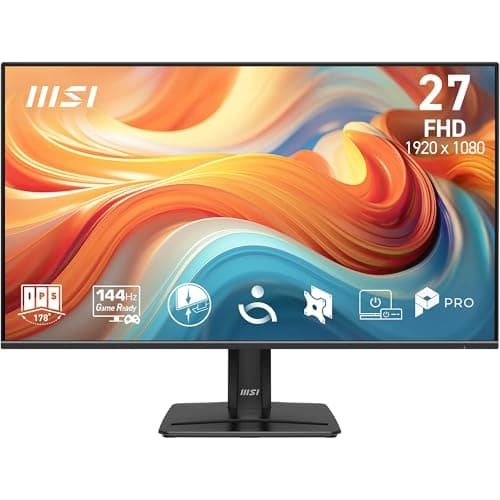 MSI PRO MP271 E14A 27-Inch FHD Computer Monitor, 1920x1080 IPS, 144Hz, 1ms, HDR Ready, AMD FreeSync, Eye Care, Built-in Speaker, HDMI 2.0, DP 1.2a, Tilt Adjustable, Vesa Mount, Black