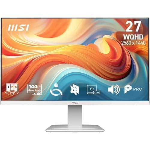 MSI PRO MP273QW E14 27-Inch WQHD Computer Monitor, 2560x1440 IPS, 144Hz, 1ms, HDR ready, Adaptive-Sync, Eye care, Built-in speaker, HDMI 2.0b, DP 1.2a, Frameless, Tilt Adjustable, Vesa Mount, Black