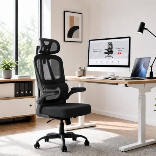 WUPY Breathable Mesh Ergonomic Office Chair with Adjustable Lumbar, Black
