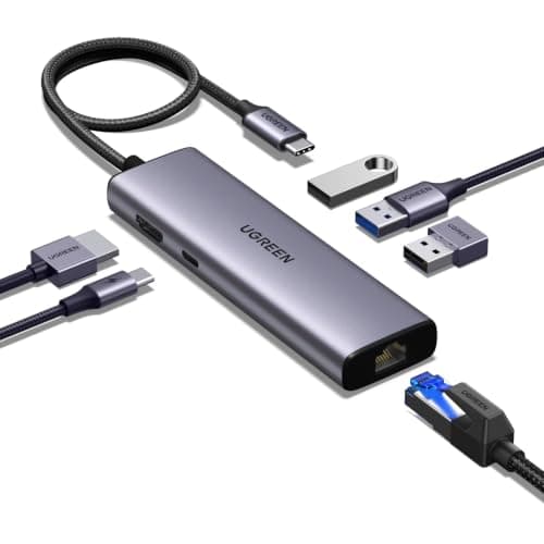 UGREEN USB C Hub, 6-in-1 USB Multiport Adaptor, 1Gbps Ethernet Adapter