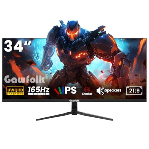 Gawfolk 34 Inch UltraWide Gaming Monitor with Speakers 165hz WQHD 3440x1440p | 21:9 IPS Screen Display FreeSync & G-Sync Compatible,PIP/PBP, Dual HDMI 2.0 & DP 1.4, VESA, Gameplay Assist Crosshair