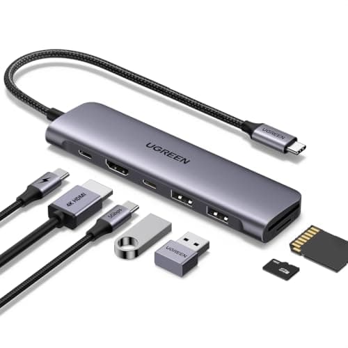 UGREEN USB C Hub, 7-in-1 USB Hub for Laptops, 4K HDMI to USB-C Adapter | 100W PD Charging, USB-C & 2 USB-A 5Gbps Data Ports, SD/TF Card Reader for MacBook Neo/Pro/Air, iPad Pro, XPS, Thinkpad