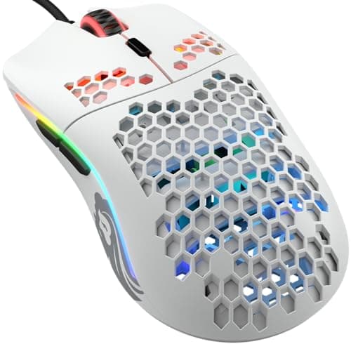 GLORIOUS Model O- Wired Gaming Mouse (Matte White) | 58g Superlight Honeycomb Ambidextrous Design, Vibrant RGB, Pixart 3360 Sensor, Omron 20M Clicks, Pure PTFE Skates