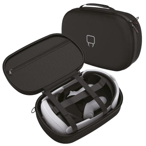 Venom VR Headset Storage and Carry Case for Meta Quest 2 and Meta Quest 3 | vr headset case, meta quest storage, hard shell carry case, controller compartments, travel, quest 2, quest 3