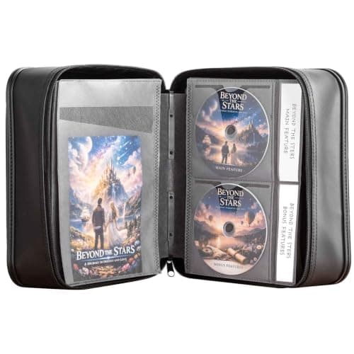 SANWA CD DVD Case Holder -100 Capacity & 50 Booklet Insert, Black