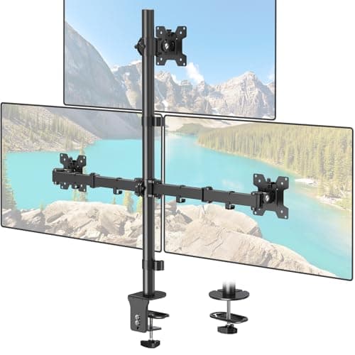 ELIVED Vertical Triple Monitor Arm Desk Mount for Most 17-32 Inch Screens