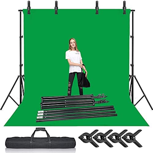 Selens Green Screen Backdrop Background with Stand Kit 2x3 m / 6.5x10 ft | Photography Support System, Muslin Chromakey Backdrop, with Clips Clamps, for Photo Studio Video Portrait Product Shooting