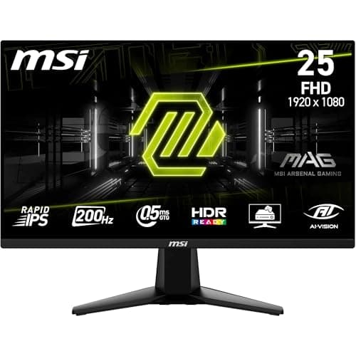 MSI,MAG 255F E20,24.5-Inch,FHD,1920x1080,Gaming Monitor,200Hz,0.5ms,HDR ready,AMD FreeSync Premium,Eye care,AI vision,HDMI 2.0b,DP 1.2a,Frame-less,Tilt Adjustable,Vesa Mount,Black