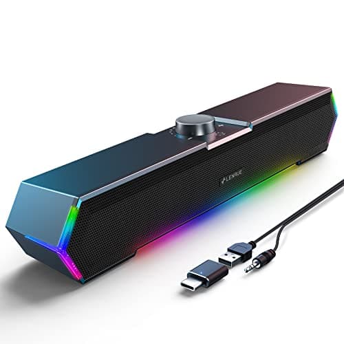 LENRUE G11 PC Speakers for Desktop, Touch Lights Computer Speakers with Surge Clear Sound, USB C/USB Powered for Computer Desktop PC Laptop Monitor
