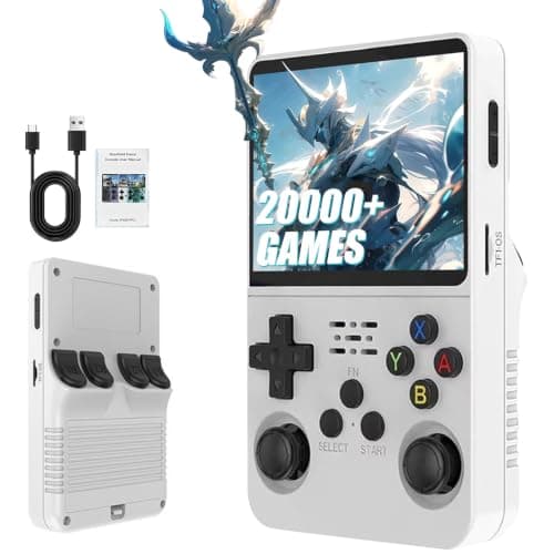 R36S Retro Handheld Games Console, 20,000+ Classic Games Portable Pocket Video Player with 3.5 Inch HD Screen, Open Source Linux System Screen for Teens and Adults (White 64G)