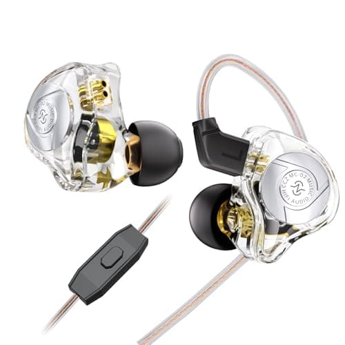 keephifi CCZ MC02 Gaming Earbuds, In Ear Monitors Noise Cancelling, Wired Earphones 3.5mm Jack, Deep Bass Gaming IEMs with Mic, DJ Headphones 10mm Dual Magnetic DD for Musicians