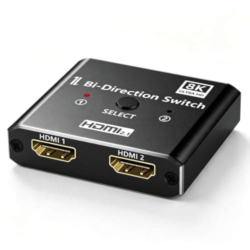 HDMI 2.1 Switch, 8K Bi-Directional HDMI Splitter 1 in 2 Out/2 in 1 Out,8K@60Hz 4K@120Hz Switcher for HDR, 3D,48Gbps, Dolby, Switcher for PC,box, HDTV,PS5/PS4,Roku,Blu-Ray, Plug&Play
