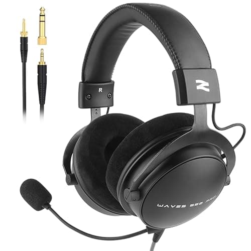 talomen W550X Professional Studio Headphones, Closed-Back Wired Over Ear Headphones with Leather & Velour Earpads and Detachable Cables, for Recording, Mixing, Mastering, DJ Monitoring, Gaming.