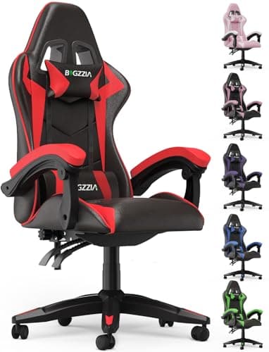 Bigzzia Gaming Chair Reclining PC Chair Ergonomic Design with Cushion