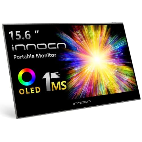 INNOCN 15.6" OLED Portable Monitor Full HD 1080P 100% DCI-P3 1MS 10000:1 USB Computer Monitor Mini HDMI Travel Monitor Video Editing Photo Second Ultra Slim Monitor for Laptop Macbook PC Switch PS