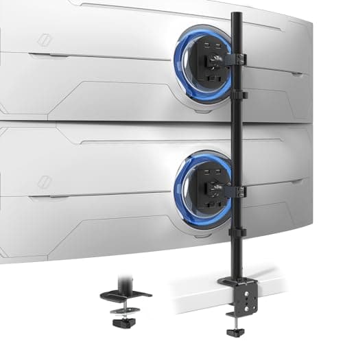 Dual Stacking Monitor-Arm for 17-49'' Screens - Vertical Dual Monitor Stand Heavy Duty, Extra Tall Ultrawide Desk Mount Holds up to 44 lbs per Screen, Vesa 75/100, Black