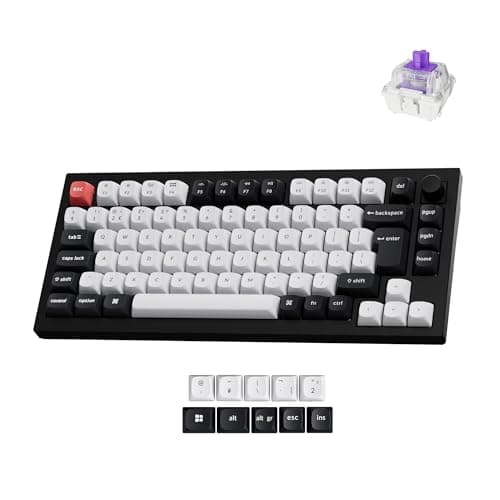 Keychron Q1 HE Wireless Gaming Keyboard - 75% Layout UK, Hall Effect Magnetic Linear Switches, Rapid Trigger, Hot-Swappable, RGB Backlit, Bluetooth 5.1/2.4GHz, Mac & Windows Compatible (Carbon Black)