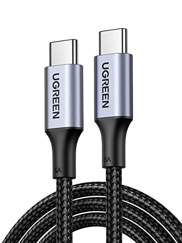 UGREEN USB C to USB C 100W Braided Charging Cable, 1M | Type C to C Cable, Durable Nylon Braided, for MacBook/iPad/iPhone/Galaxy/Pixel Series, 1M Desk/Bedside Length