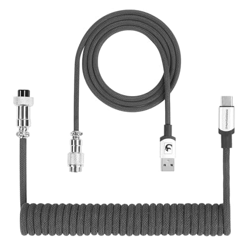 XINMENG X MAMBASNAKE Coiled USB C Keyboard Cable, 8KHz Return Rate - Gray