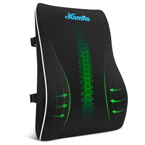 XomRo Lumbar Support Pillow Office Chair Gaming Car Seat Memory Foam Back Support Cushion Ergonomic Contour Posture Support Orthopedic Design Adjustable Straps(Velvet)