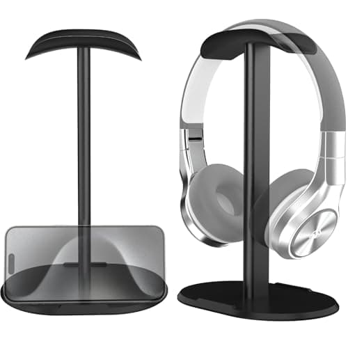 Wyngee Headphone Stand for Desk, Headset Stand with Aluminum Hanger Supporting Bar Heavy Base Headset Holder Earphone Stand for All Headphones (Black)