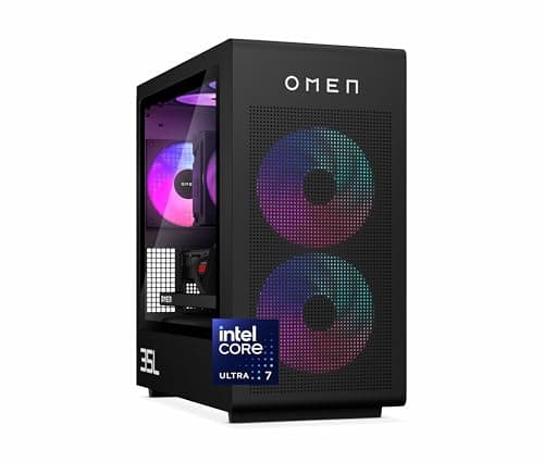 HP OMEN 35L Gaming Desktop Tower PC | Intel® Core™ Ultra 7 265K Processor | 32GB DDR5 RAM | 1TB SSD + 1TB HDD | NVIDIA GeForce RTX 5070 (12 GB dedicated) | Windows 11 | RGB liquid cooler | GT16-0036sa