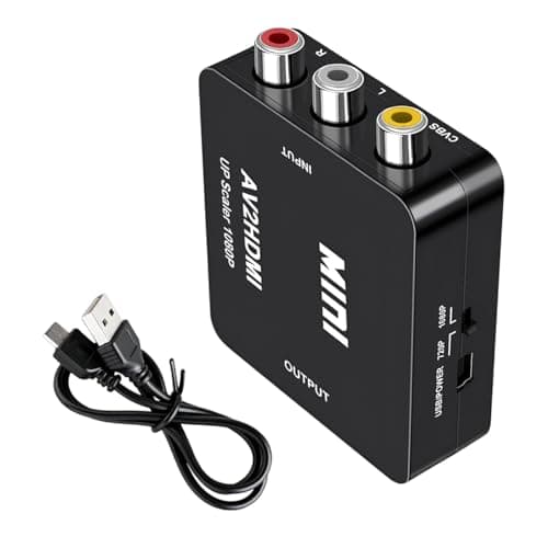 NIYATA RCA to HDMI Converter, AV to HDMI Adapter with 1080P Output, Composite CVBS Video Audio Converter for Retro Gaming (Wii, PS2, PS3, N64, Xbox), DVD, VCR, VHS, Includes USB Power Cable