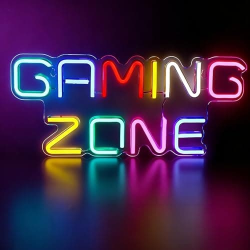 Jonuin Gaming Zone Neon Sign, USB Powered Gaming Zone Neon Light Sign for Wall Decor, Colorful LED Gaming Neon Sign with Hanging Chain for Game Room, Man Cave, Bedroom Decor, Gifts for Gamers