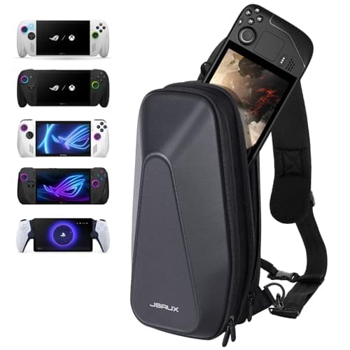 JSAUX Sling Bag for Steam Deck/ROG Ally, Crossbody Travel Carry Bag | Double-layer Storage, EVA Hard Shell, Fits Docking Station and Accessories
