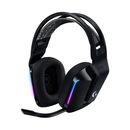 Logitech G G733 LIGHTSPEED Wireless Gaming Headset with suspension headband | LIGHTSYNC RGB, Blue VO!CE mic technology and PRO-G audio drivers, Lightweight, 29 Hour battery life, 20m range - Black