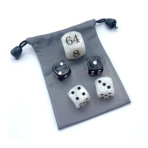 Backgammon Dice Set, 5 Doubling Dice With Waterproof Bag, Acrylic Doubling Cube Classic Game Dice Combo, Premium Board Game Accessories For Players