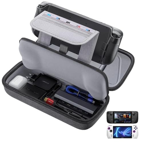 JSAUX Carrying Case for Steam Deck/ROG Ally, Hard Shell Travel Case | Large-capacity Storage, Fits Charger and Dock, Portable Carry Case for Steam Deck OLED