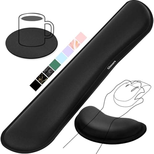 Gimars Upgrade Enlarge Silky Gel Memory Foam Wrist Rest for Computer Keyboard, Mouse, 3 PCS Ergonomic Keyboard Wrist Rest for Typing Pain Relief, Mouse Pad Rests, Wrist Support for Office Gaming Black