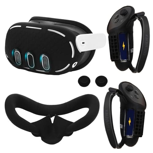 OOAVR VR Headset Protective Accessory Set for Meta Quest 3, Controller Grips, Shell Cover, Silicone Face Pad, Thumbstick Covers
