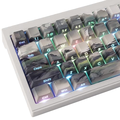 Sunzit PBT Keycaps 135 Keys Custom Cherry Profile Dye-Sub Keycaps Side Print for MX Switches ANSI/ISO UK Layout Mechanical Gaming Keyboard