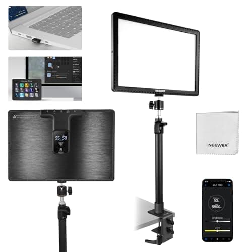 NEEWER 15.5" LED Streaming Key Light, CRI97+ Clamp on Desk Panel Video Lighting, 2.4G PC/Mac iOS/Android APP Control, Compatible with Elgato Stream Deck for Gaming Recording Zoom Call, GL1 PRO Black