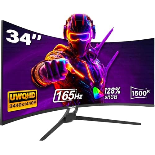 Gawfolk 34 Inch Ultrawide Curved Gaming Monitor, 1500R PC Screen 165hz WQHD 3440x1440p 21:9 Monitor, Curved Computer Display with FreeSync,PIP/PBP,1ms(MPRT),Support HDMI 2.1, DP 1.4