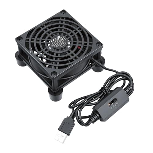 ELUTENG USB Cooling Fan 8cm 3Speed Control Hydraulic Ventilator with L/M/H, 5V USB Computer Fans Case Box Electronic Cooler with Metal Grill for XBox, PC, AV Cabinet,TV Box, WiFi Router 8x8x2.5cm